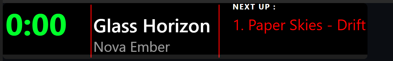 Cuelist now-playing overlay and marathon timer